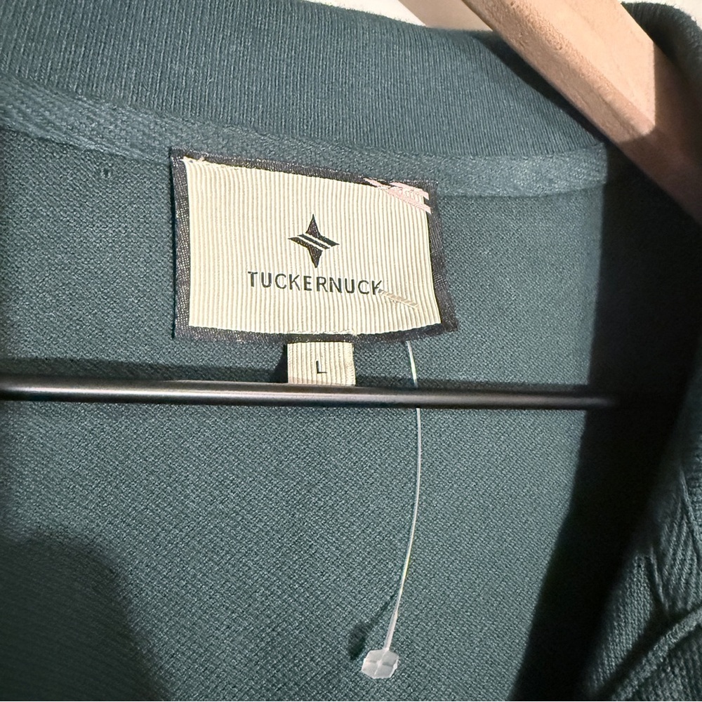 Tuckernuck Forest Green June Bug Pique Frances L/S Cotton Polo Dress Sz LG NWT - Picture 6 of 7